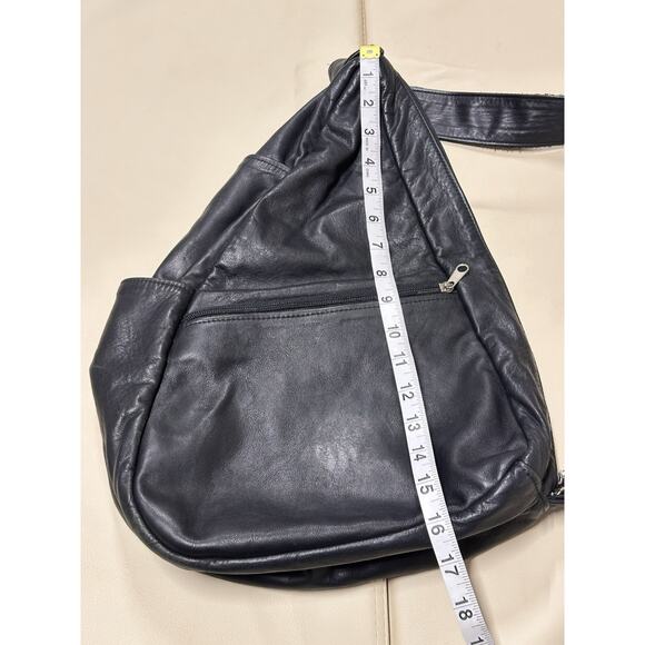 Sylvia Black Leather Vintage Healthy Sling Bag Back Bag Purse Hobo - Picture 6 of 16